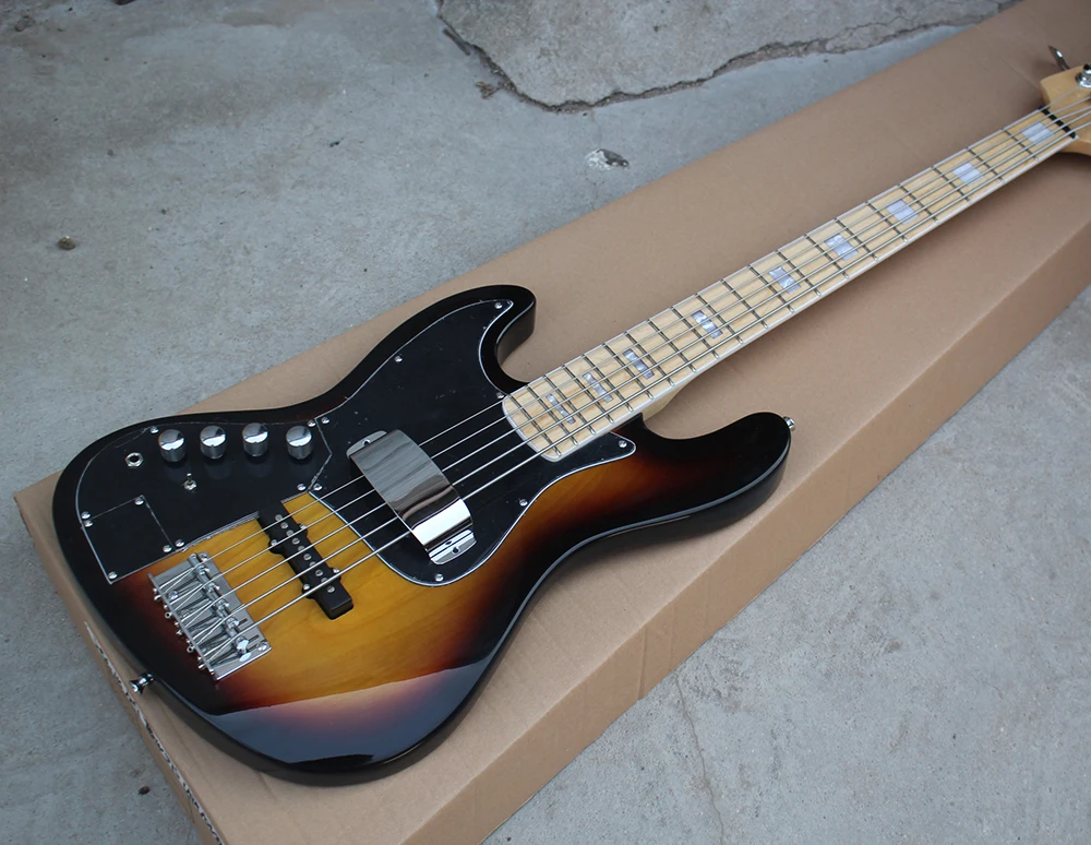 Factory 5 strings Left-handed Maple fingerboard electric bass guitar with white pearl inlay,chrome hardware,can be customized Factory 5 strings Left-handed Maple fingerboard electric bass guitar with white pearl inlay,chrome hardware,can be customized