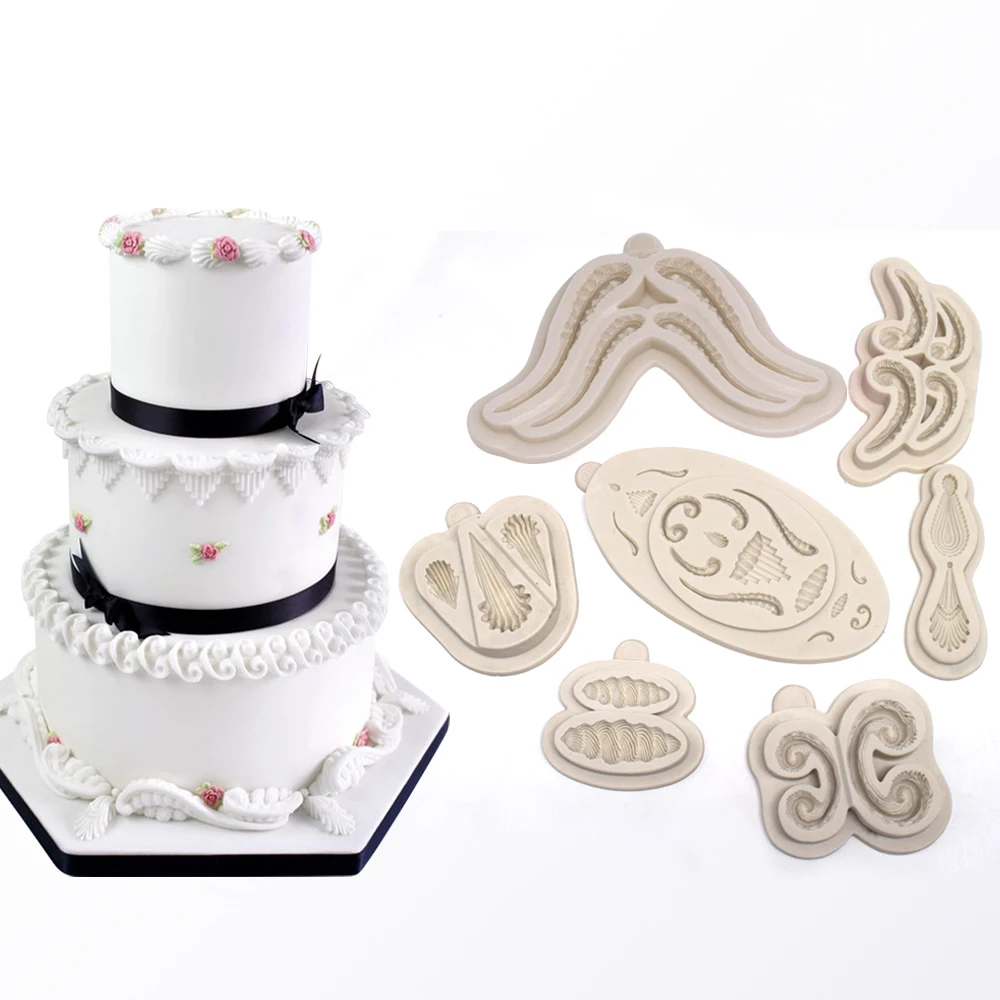Relief Silicone Mold for Wedding Cake and Cupcake Decoration Fondant