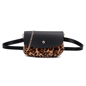 

5PCS / LOT Fashion Fanny Pack Mini Waist Belt Bag Leopard Chain Shoulder Bag Women Small Waist Pouch Women Crossbody Bag