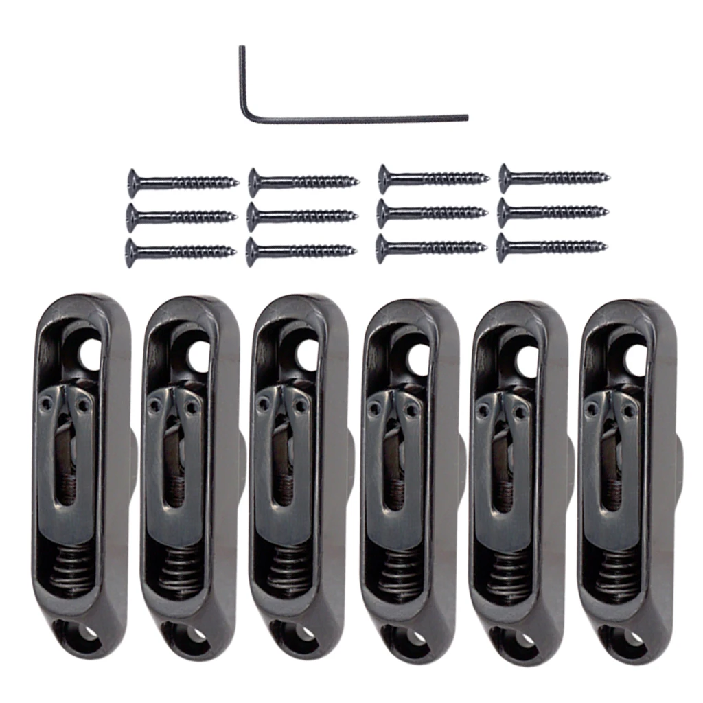 6Pcs Individual Bridge w/ Screws &Hex Wrench Saddles Tailpiece Set for Electric Guitar Parts Accessories
