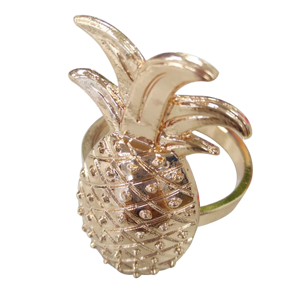 1Pcs Gold Silver Rose Gold Aluminium Restaurant Table Napkin Rings Holder Pineapple Design For Wedding Banquet Table Decoration