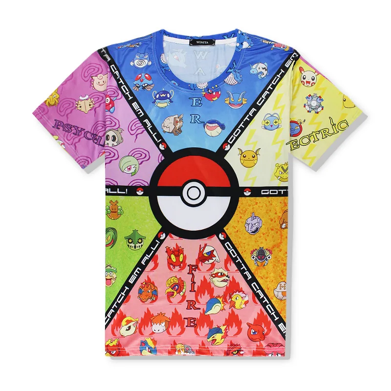 High quality comfortable men's t shirts pokemon print t shirt men ...