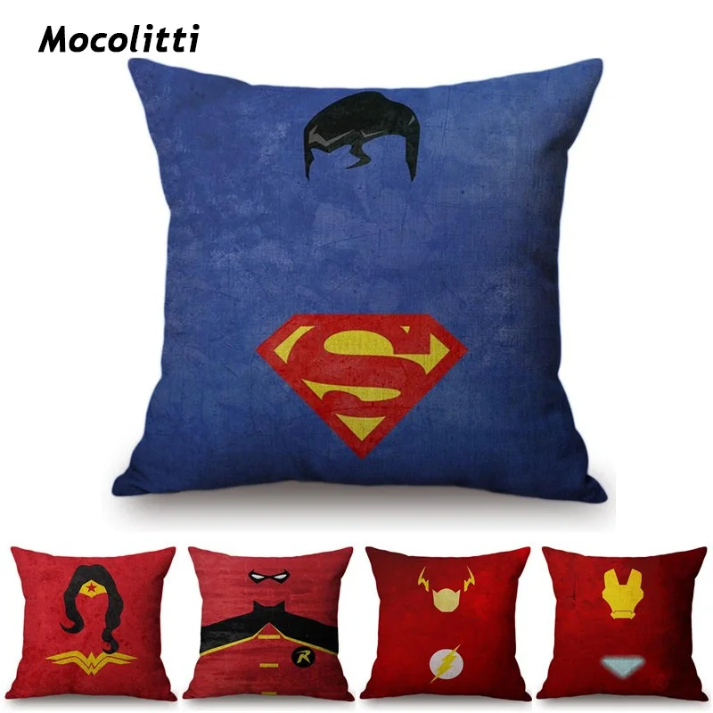 

The Avengers Superman Ironman Wonder Woman Sofa Pillow Case Cover Super Heroes Logo Car Chair Sofa Captain America Cushion Cover