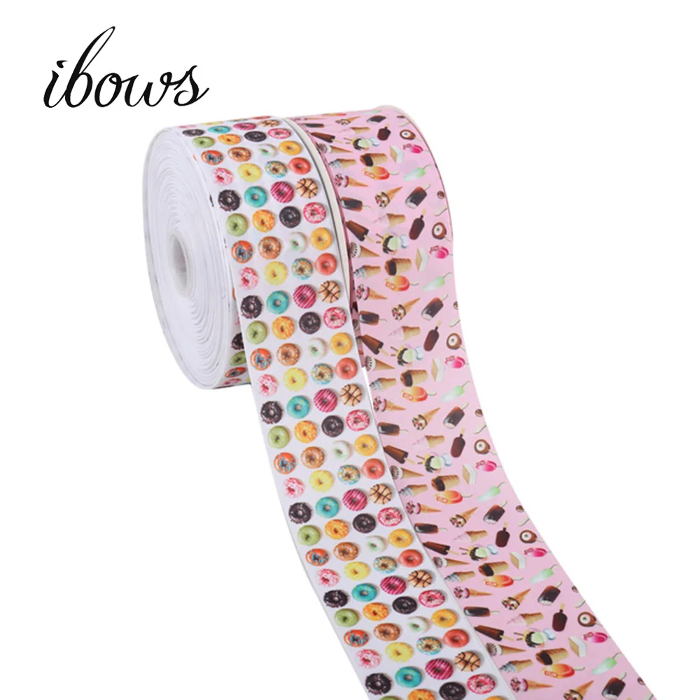 

5Yards 3"(75mm) Sweet Grosgrain Ribbon Ice Cream Donuts Printed DIY Hair Bows Gift Wrapping Decorative Handmade Materials