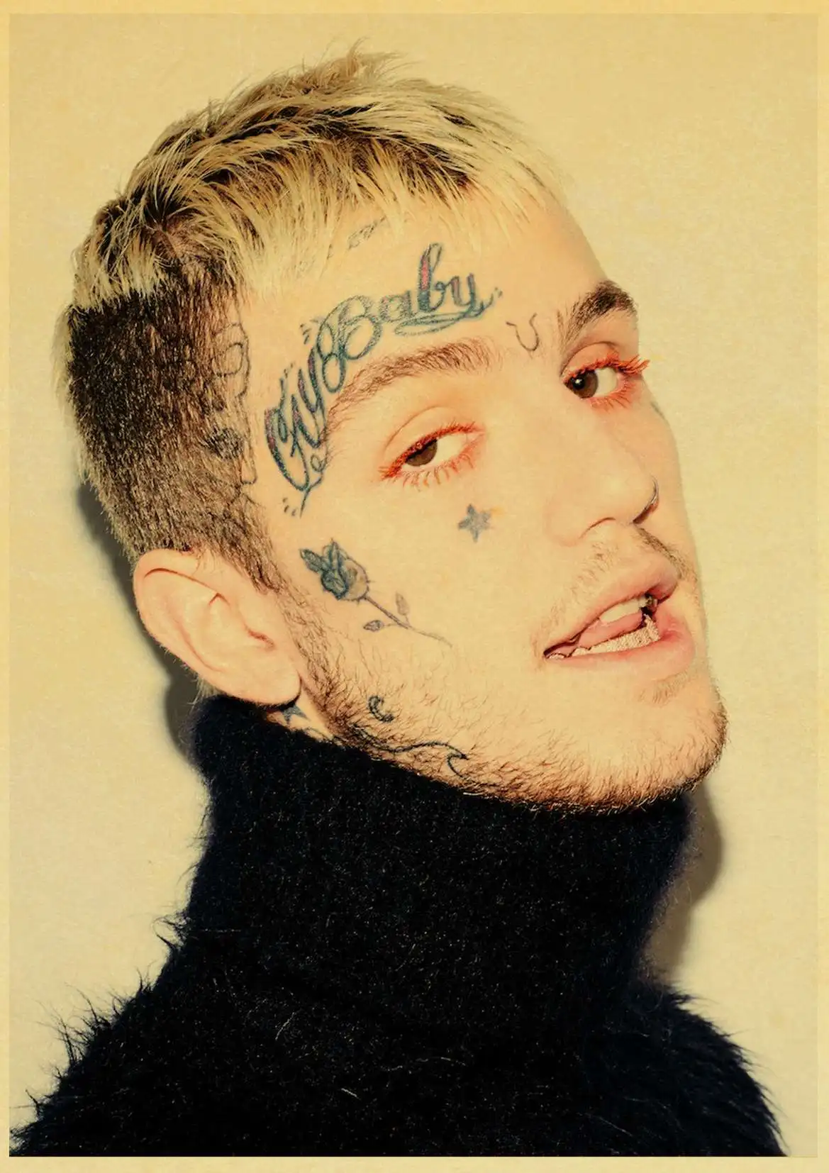 Рэпер Lil Peep плакат из крафт-бумаги художественный плакат Бар Кафе винтажная Высококачественная печать рисунок ядро настенная декоративная живопись