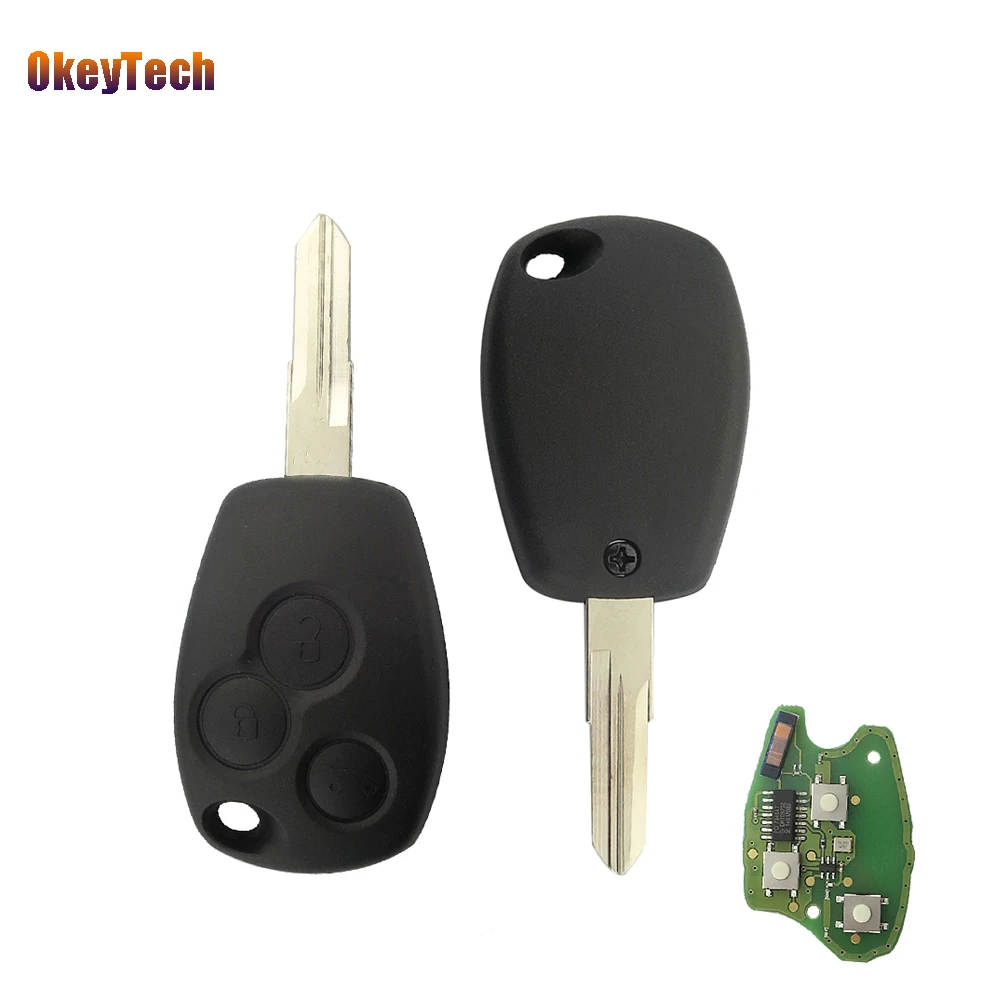 

OkeyTech 3 Buttons Remote Car Key FOB 433Mhz PCF 7946 Chip Replacement Auto Car Remote Control Key For Renault Kangoo 2003-2008