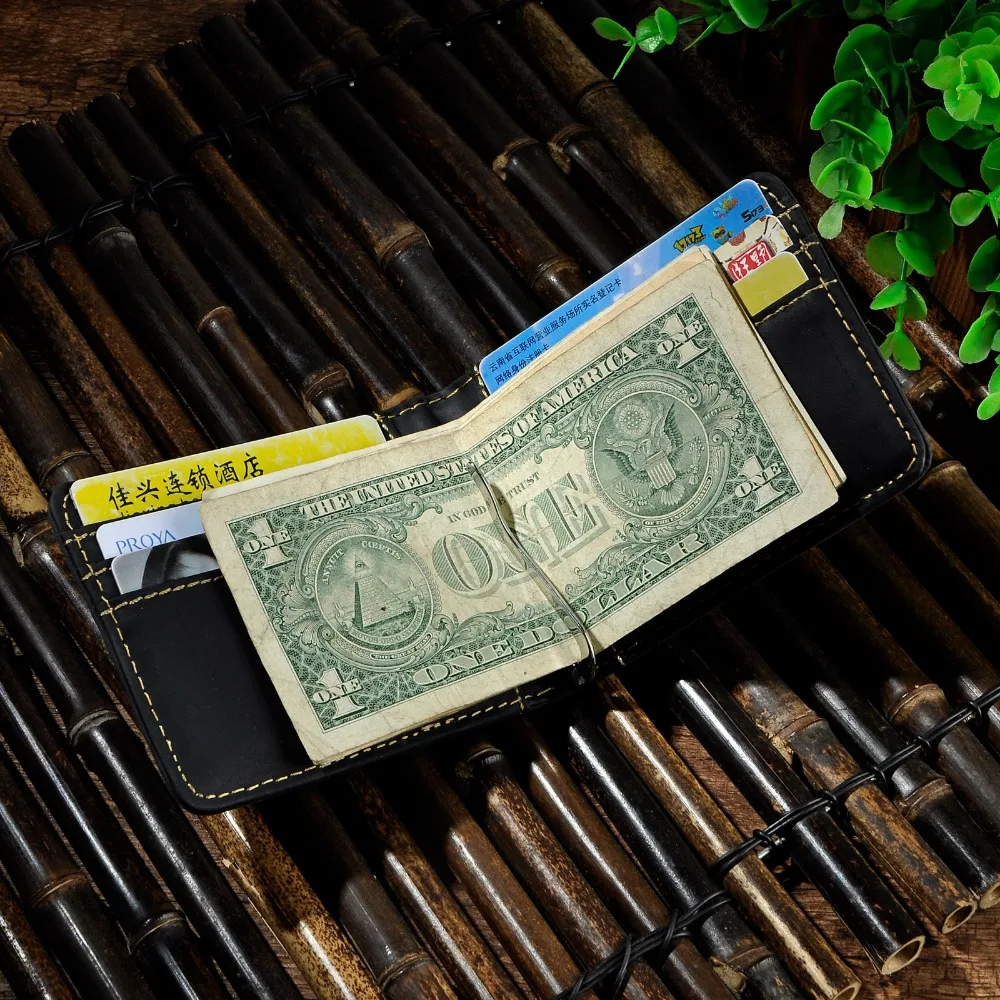 Men Male Grain Soft Leather Design Fashion Slim Wallet Front Pocket Money Clip Mini Bill Purse For Men 1pc synthetic leather wallet