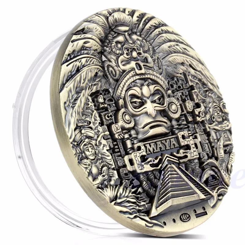 

Children Love Mysterious Mayan Aztec Calendar Souvenir Prophecy Commemorative Coins Art Collection Gift Present Interesting