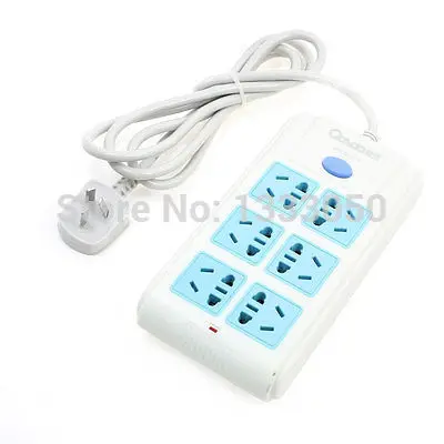 FREE SHIPPING AC 250V 10A Multi Type Socket Power Strip 6 Outlet Splitter 1 7M