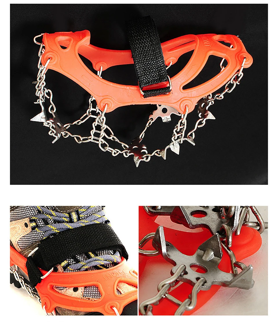 Qualidade ao ar Caminhada do Inverno Dentes de Pesca Livre Escalada Antiderrapante Crampons no Gelo Snowshoes Manganês Aço Deslizamento Sapato Cobre 18 5 Esporte e Lazer