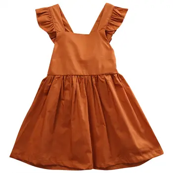 

Ruffles Baby Girl Back Cross Dresses Infant Toddler Girls Sleeveless Brown Summer Princess Dress Sundress Clothes