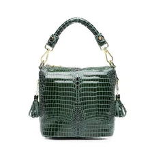 Alligater Print Genuine Leather Bag Female Fashion Bucket Messenger Bag Crocodile Small Women Leather Handbag Ladies Hand Bag