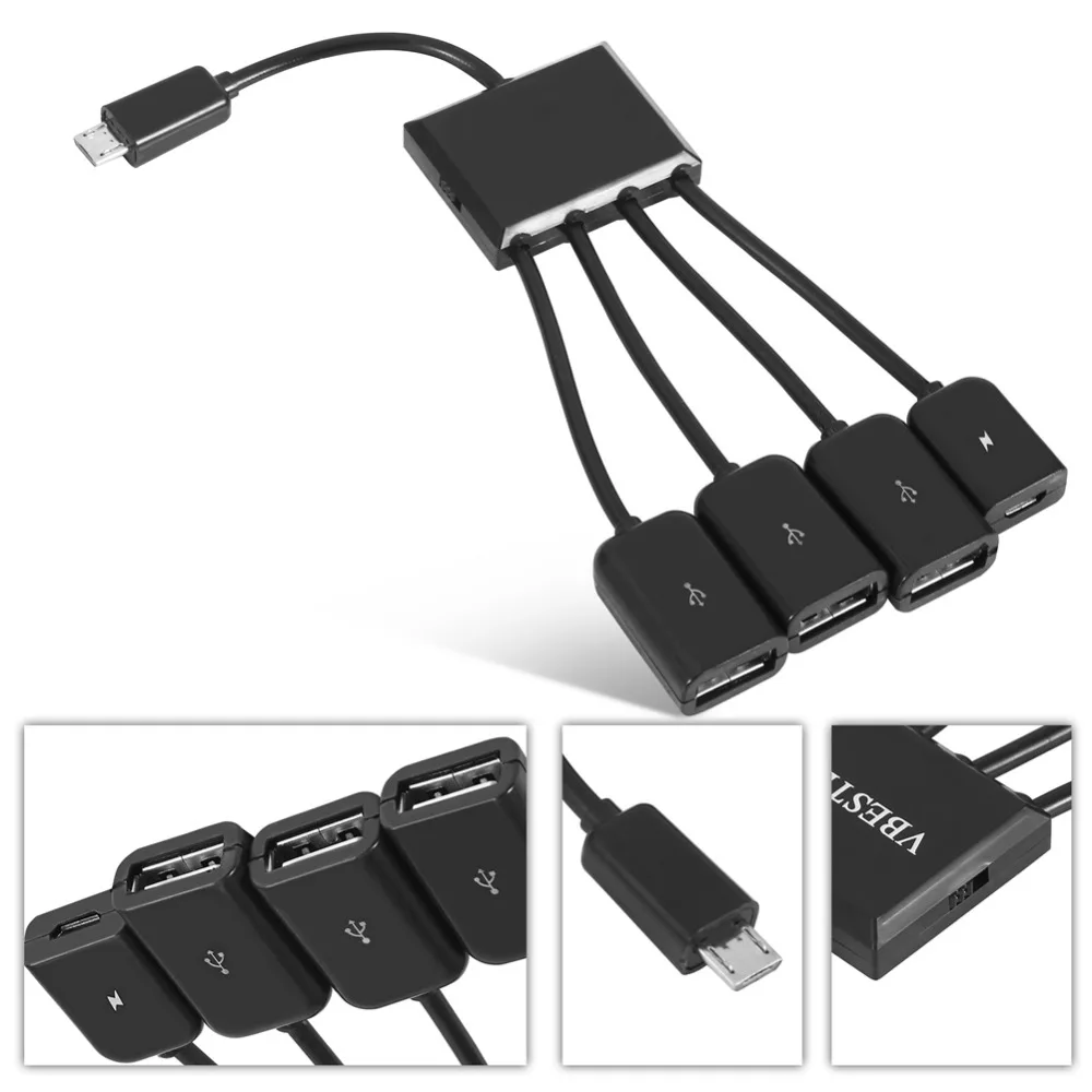 Микро Usb концентратор кабель адаптер 4 порта сплиттер с зарядкой питания для Samsung