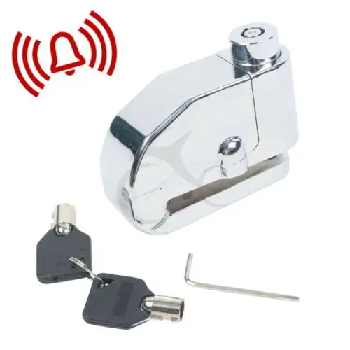 Silver Stainless Steel Motorcycle Brake Disc Safety Lock Security Alarm