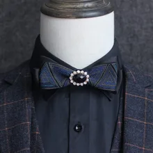 Для мужчин Для женщин для свадебного банкета, вечеринки галстук-бабочка из стразов и сплава, галстук-бабочка Винтаж Пейсли на шее и рисунком «клетчатая звезда полосатые тканевые с принтом ленточка с бантиками