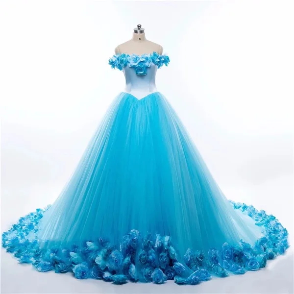 flowers cinderella quinceanera dresses
