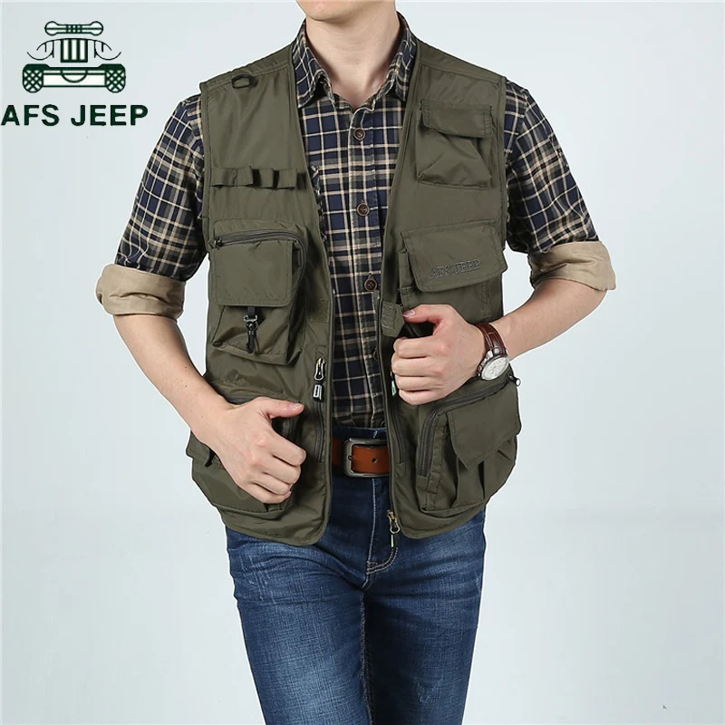 AFS JEEP, брендовый военный тактический сетчатый жилет, мужской водонепроницаемый Быстросохнущий жилет с карманами для фотосъемки, hombre