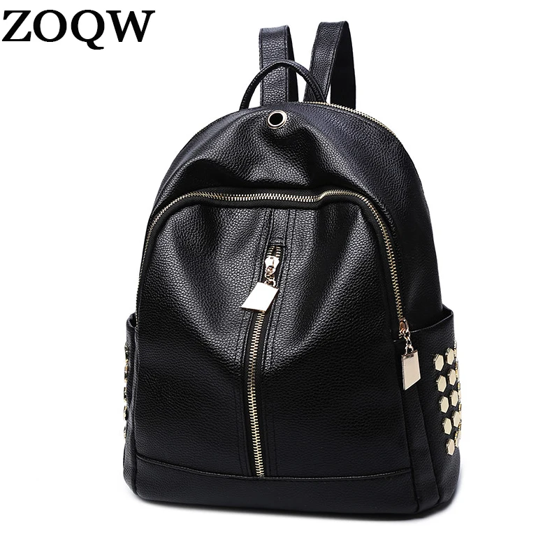 ZOQW 2018 Fashion Korea Mini Backpack Small Size PU Leather Bags Black