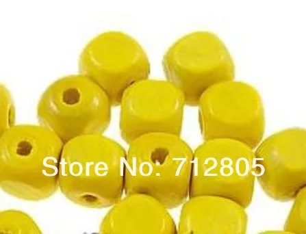 Yellow Cube Square Wood Beads (1)