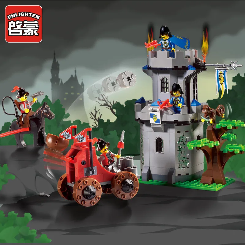 

ENLIGHTEN 262pcs New Kingdoms Outpost Attack Jungle Castle Medieval Lion Knights Carriage Model Legoings Building Blocks Toys