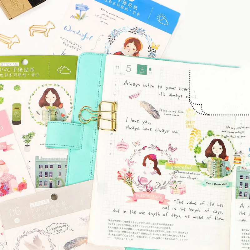 

DIY Cute cartoon pvc stickers Kawaii flower sticky paper for decoration diary scrapbooking Student 3355