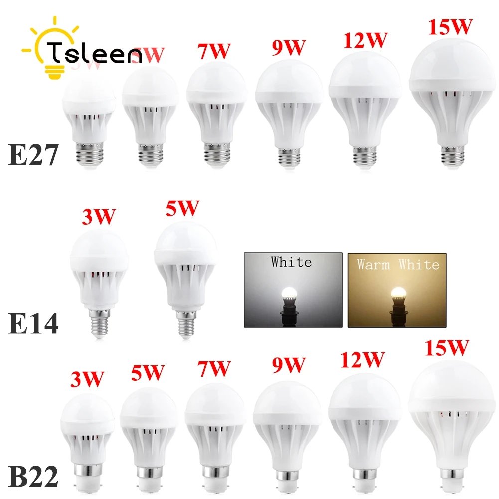 Cheap 4pcs LED Bulb E27 E14 3W 5W 7W 9W 12W 15 Watt 220V High