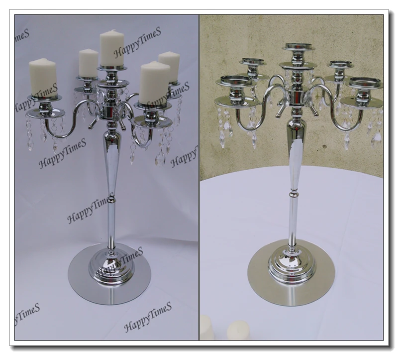 10pcs/lot 50cm High Five Head Candle Holder With Crystal Pendant