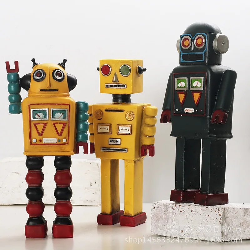 شمال أوروبا الأصالة الرجعية روبوت نموذج الراتنج تزيين الحلي منزل والمنزل زخرفة الأطفال غرفة نوم خزانة