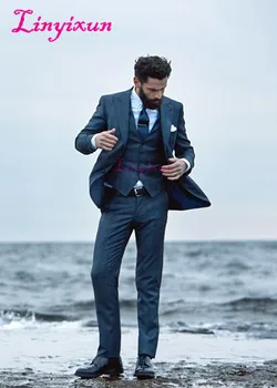 

Linyixun 2017 Latest Coat Pant Designs Navy Blue Men Wedding Suits Slim Fit 3 Piece Tuxedo Custom Groom Suit Prom Blazer Terno