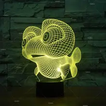 Креативный электронный подарок для с рисунком рыбы 3d Светодиодная настольная лампа креативный ночник 7 цветов Изменение дистанционного сенсорного переключателя настольная лампа