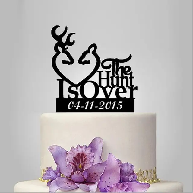 The Hunt Is Over Wedding Cake Topper Deer Toppers Antlers Vintage Rustic The Hunt Is Over Wedding Cake Topper Deer Toppers Antlers Vintage Rustic