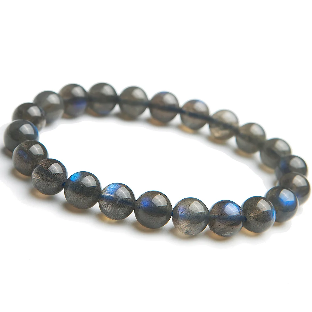 

Top Quality Natural Blue Light Labradorite Crystal Round Beads Bracelet Women Necklace 8mm Grey Moonstone Stone AAAAA