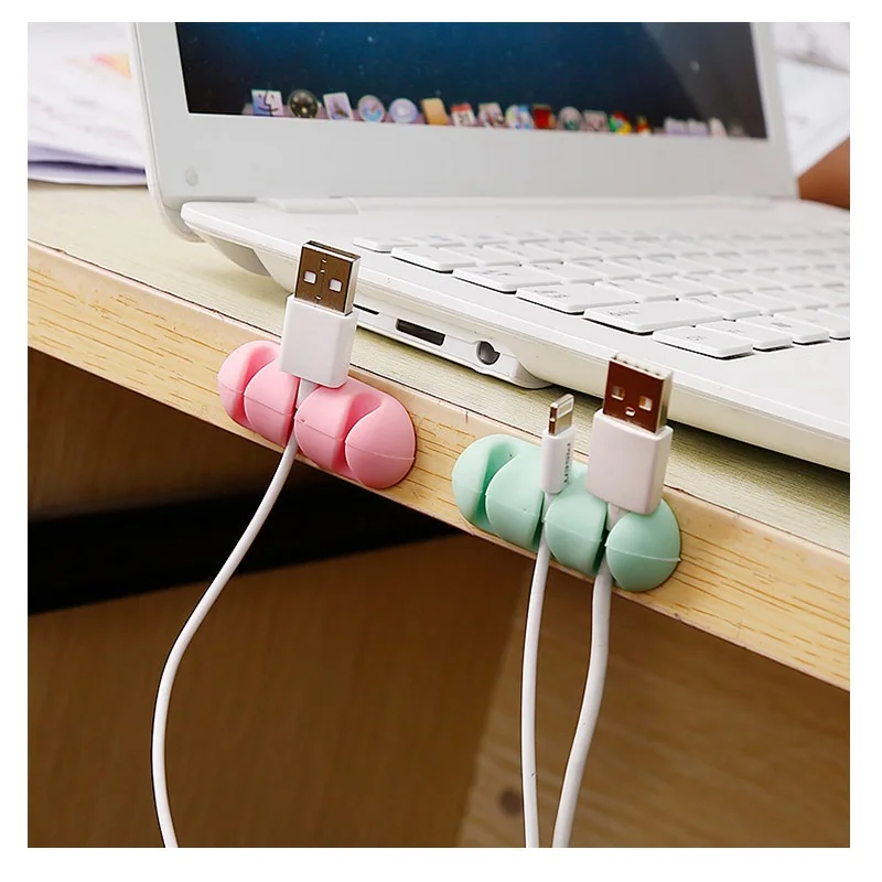 

Fashion multicolor Cable Organizer Cable Winder Earphone Wire Storage Silicon Charger Holder Clips Cable winder