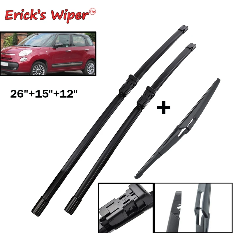 Erick's Wiper Front Rear Wiper Blades Set For Fiat 500L 2012 onwards