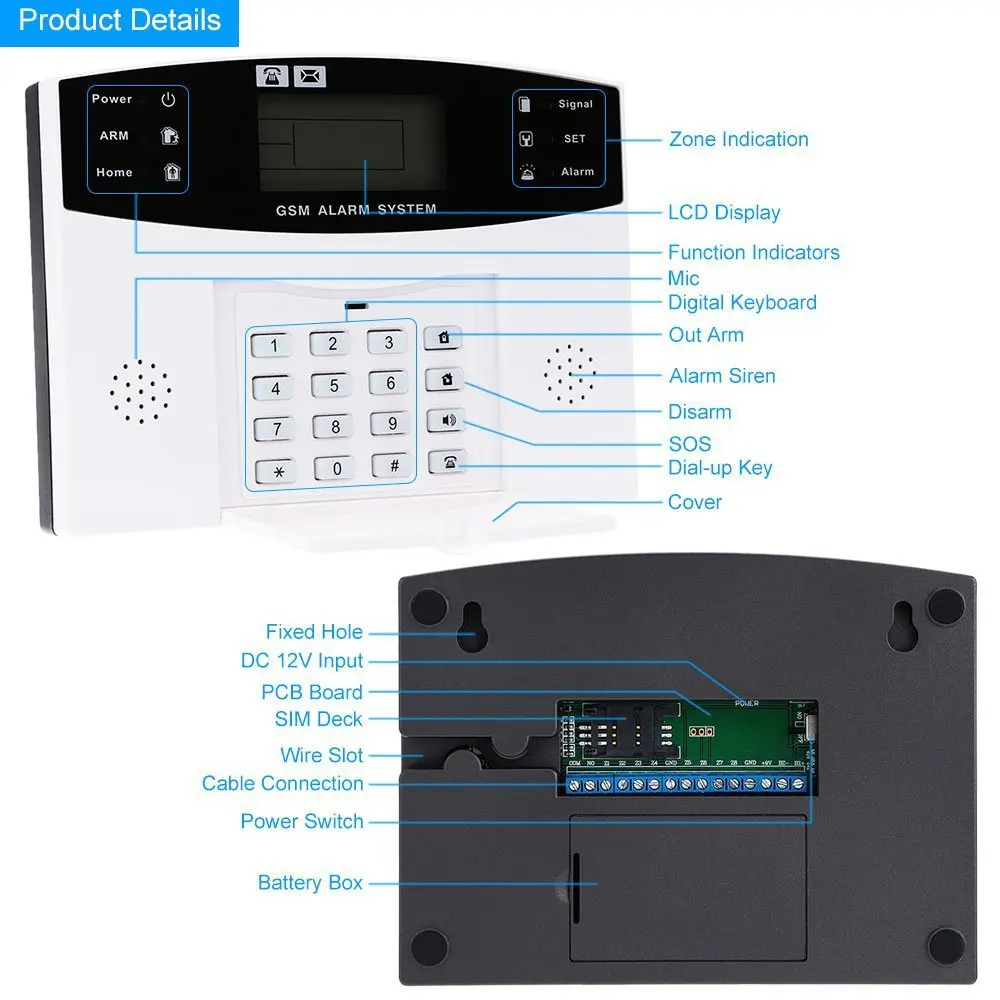 Smartyiba ЖК-дисплей Дисплей проводной bruglar GSM сигнализация Системы безопасности дома, домофон огонь Детекторы дыма Сенсор Французский