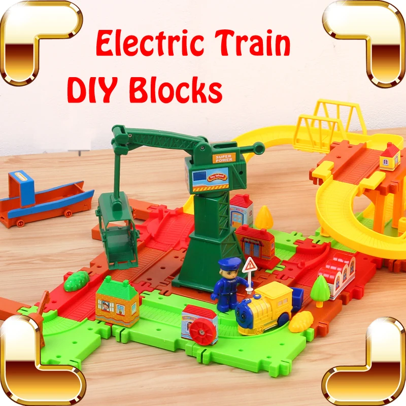 

New Arrival Gift Baby Favour Electric Railway Train Toy Educational DIY Game Blocks Kids Learning Teaching Tool Luxury Present