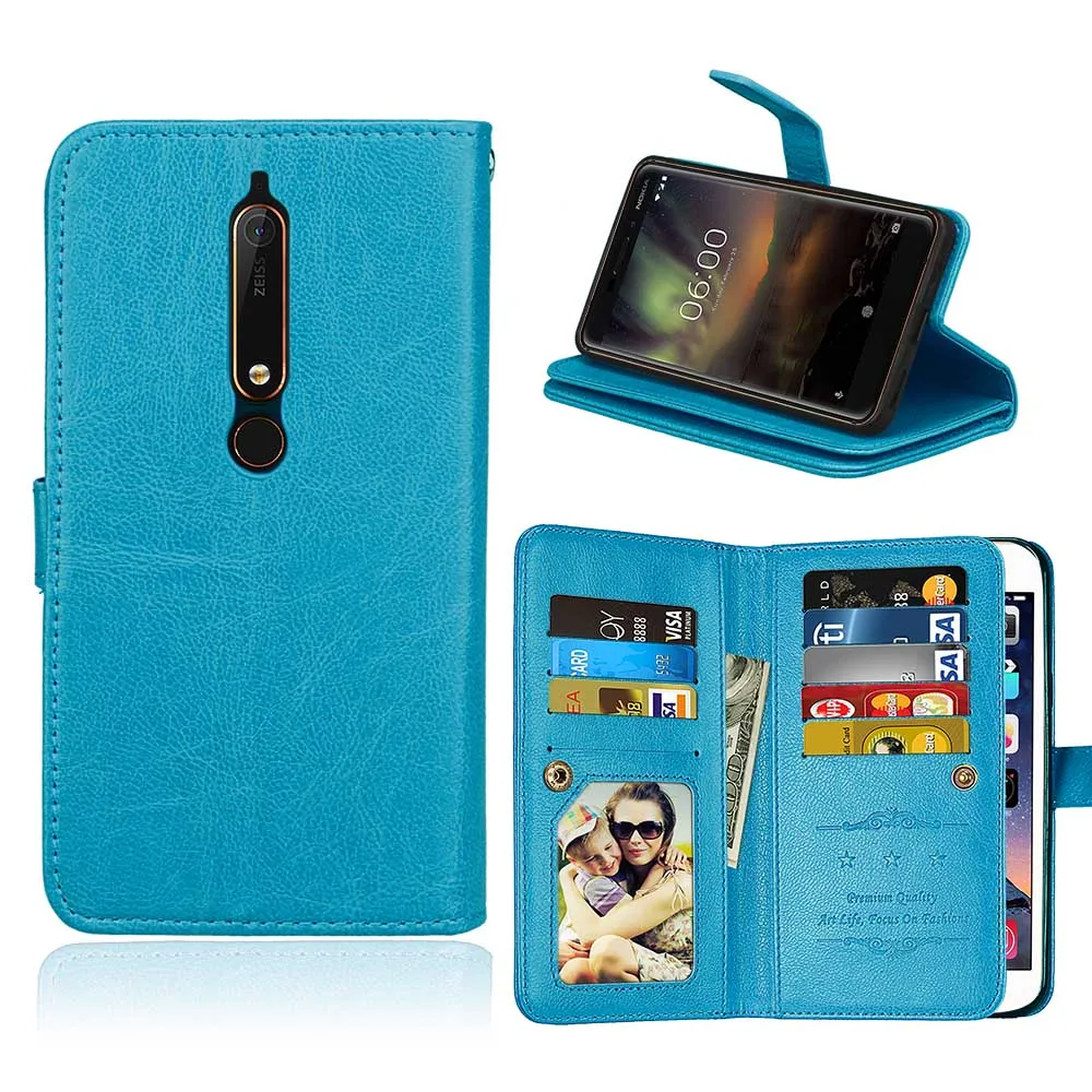 20 шт./лот Crazy horse 9 Карта+ бумажник с фоторамкой Флип кожаный чехол для Nokia 2 3 5 6/6. 1 чехол-подставка