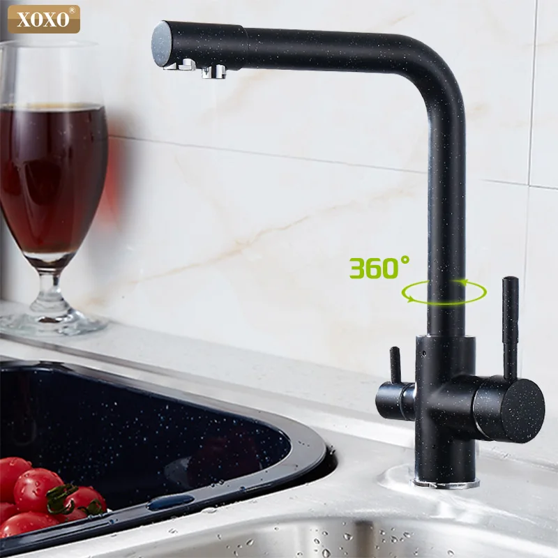 Фильтр XOXO для кухонного крана, черный смеситель, кран вращается на 360 градусов к кухонному водопроводу, характеристики 83027H