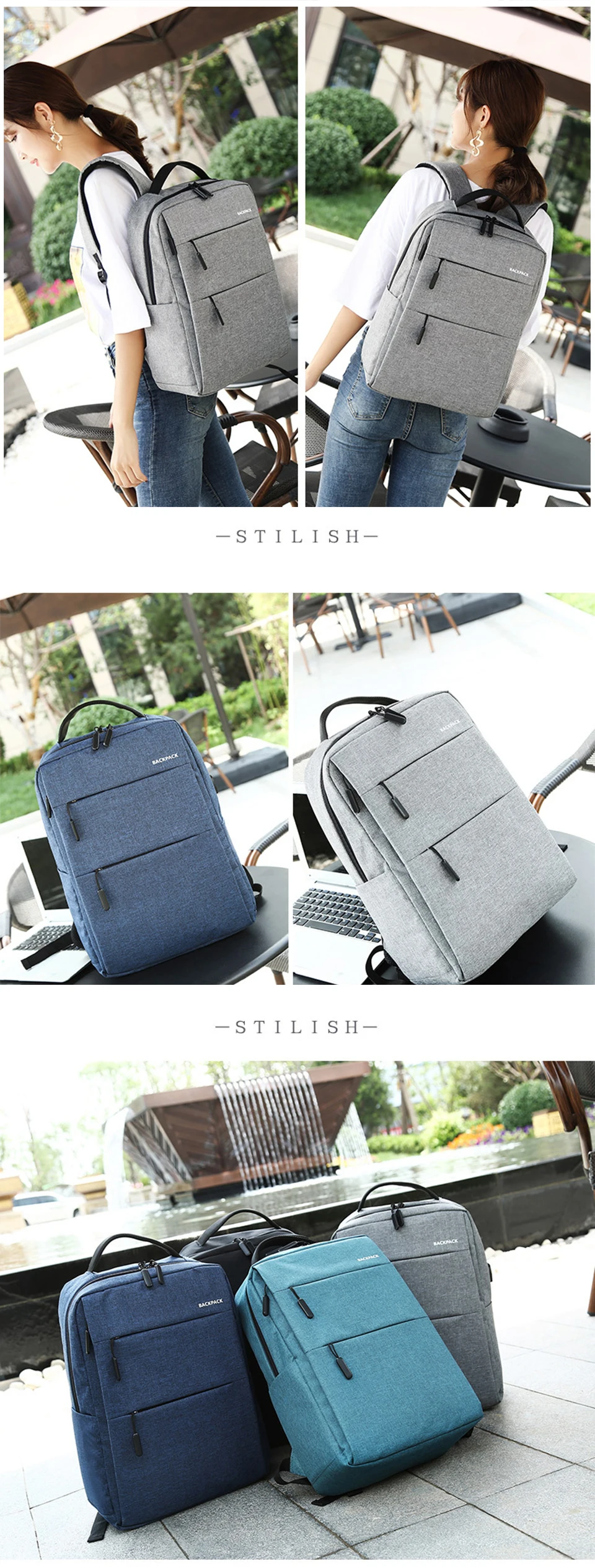 11 USB Charging Men Backpack Backpacks Laptop 15.6'' Women Backpacking Waterproof Business Travel Bagpack Notebook School Bag Pack