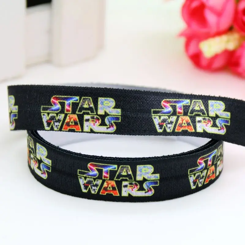 

DHK 5/8'' 5yards Fold Elastic FOE star war printed headband headwear hairband diy decoration wholesale C550