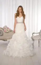 Русалка свадебные платья 2016 VESTIDO ДЕ NOIVA милая рукавов pleat ruched бисером пояса свадебные платья мантия де свадебная