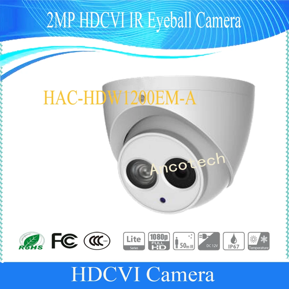 

Free Shipping DAHUA HAC-HDW1200EM-A 1080P HDCVI IR Eyeball Camera Smart IR IP67 DH-HAC-HDW1200EM-A