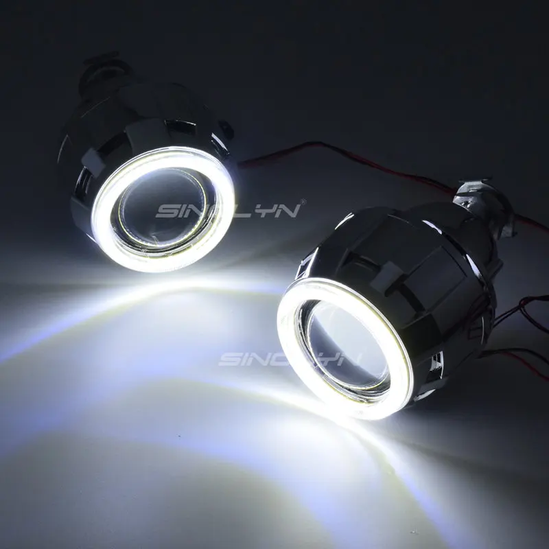 Lente do Farol Kit para h7 Sinolyn Anjo Olhos Bi-xenon Lente 2.5 Projetor h1 Hid Halo Diabo h4 Carros Acessórios Retrofit Estilo 19 Automóveis e motos