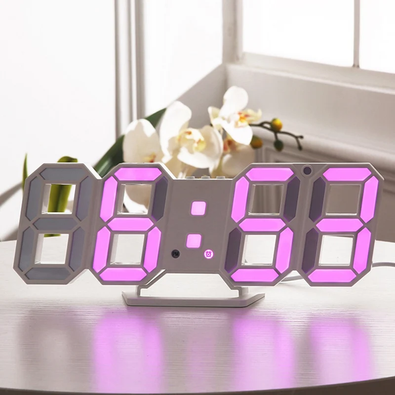 

3D LED Table Clock Modern Wall Clock Digital Watches 12/24 Hours Display Clock Mechanism Alarm Snooze Desk Alarm Clock USB Plug