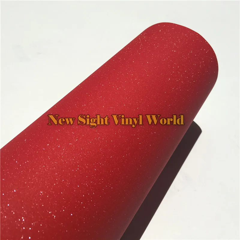 

High Quality Glitter Red Sandy Sparkle Vinyl Film Decal Bubble Free For Phone Laptop Skin Cover Size:1.52*30M
