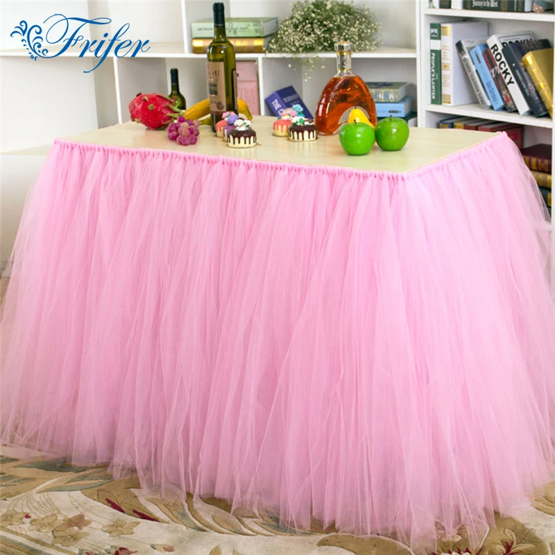 1pcs Wedding Party Tulle Table Skirt Decorative Tulle Table Cloth for