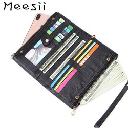 Meesii Men Genuine Leather Wallet Large Capacity Card Holder Long Clutch Wallet Male Double Zipper Phone Bag Meesii Men Genuine Leather Wallet Large Capacity Card Holder Long Clutch Wallet Male Double Zipper Phone Bag