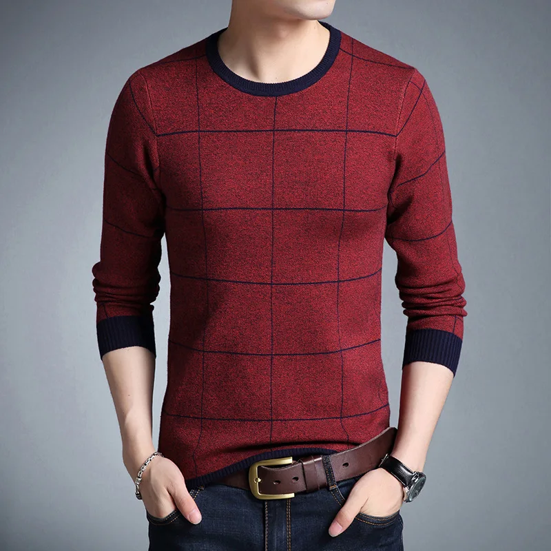 

Casual Men's Sweater O-Neck Striped Slim Fit Knittwear 2019 Autumn Mens Sweaters Pullovers Pullover Men Pull Homme M-3XL