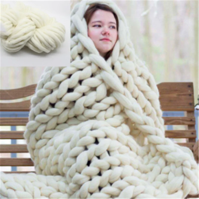 

Thumb Thick Wool Blanket Hand-woven Icelandic Acrylic Solid Color Multiple Colors