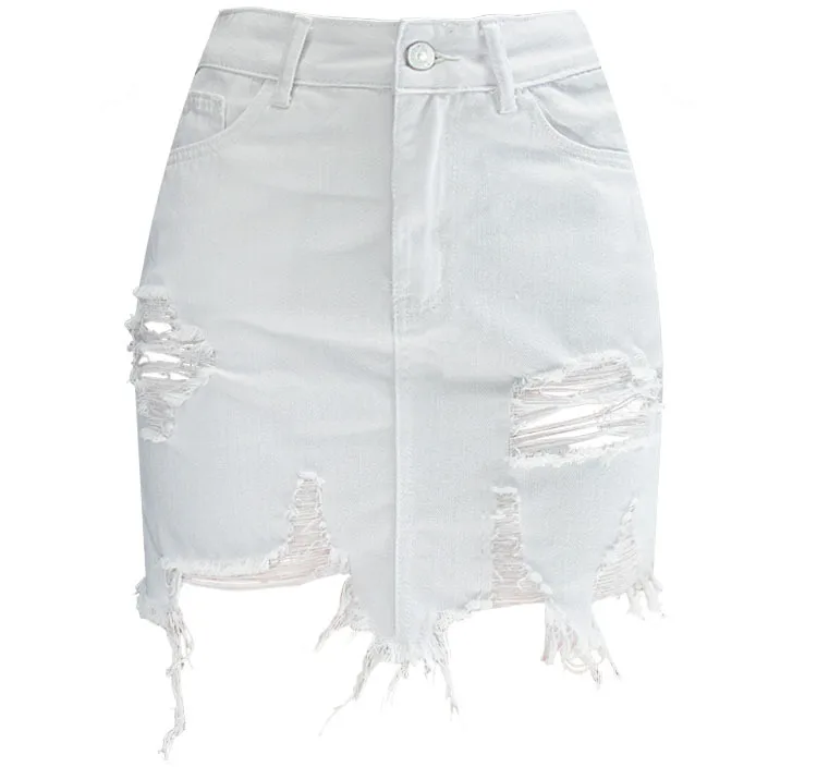 SupSindy летняя Модная белая короткая юбка с высокой талией узкие штаны карандаш юбки хлопок нерегулярные рваные кисточки женская повседневная юбка